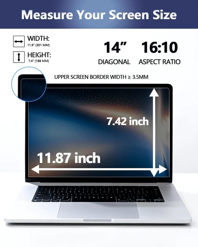 Alt view image 2 of 5 - Halloive Magnetic Laptop Privacy Screen for 14 Inch 16:10 Aspect Ratio