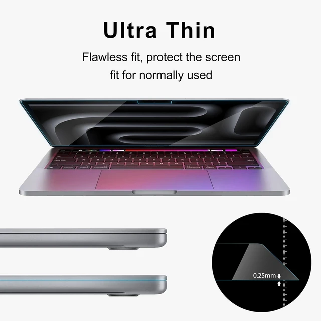 Alt view image 4 of 5 - 2Pack 9H Tempered Glass 16.2" Screen Protector for 2026 MacBook Pro 16 M5