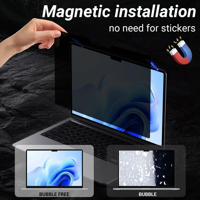 Alt view image 3 of 5 - MUBUY-GOL Magnetic Privacy Screen Protector for 2026 MacBook Neo 13-Inch with A18 Pro Chip (A3404) Laptops, Anti Blue Light Anti Glare Removable Laptop Privacy Screen Shield