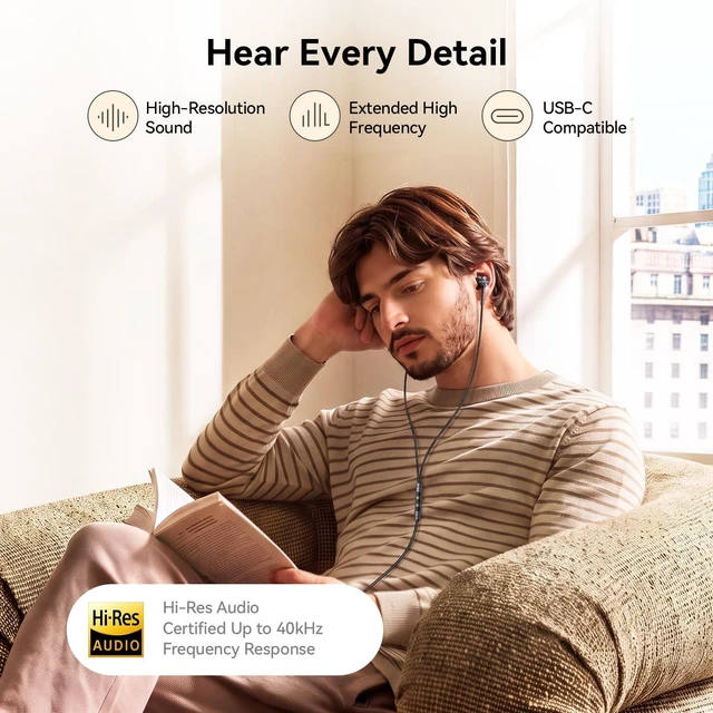 Alt view image 2 of 5 - 1MORE P20 in-Ear Earphones with Cable, USB C Wired Ear Buds, Hi-Res Audio, Sound Isolation, Mic Mute Fuction, Microphone and Volume Controller