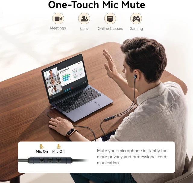 Alt view image 5 of 5 - 1MORE P20 in-Ear Earphones with Cable, USB C Wired Ear Buds, Hi-Res Audio, Sound Isolation, Mic Mute Fuction, Microphone and Volume Controller