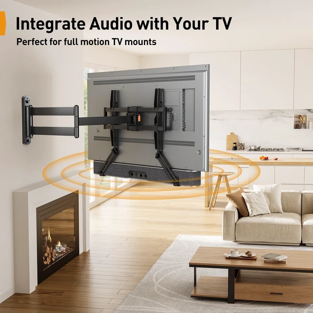 Alt view image 2 of 5 - Perlegear Soundbar Mount with Adjustable Height, Sound bar Mount up to 15 lbs, Soundbar Mount Under or Above TV, Soundbar tv Mount Bracket with Detachable Long Extension Plates PGSM04B