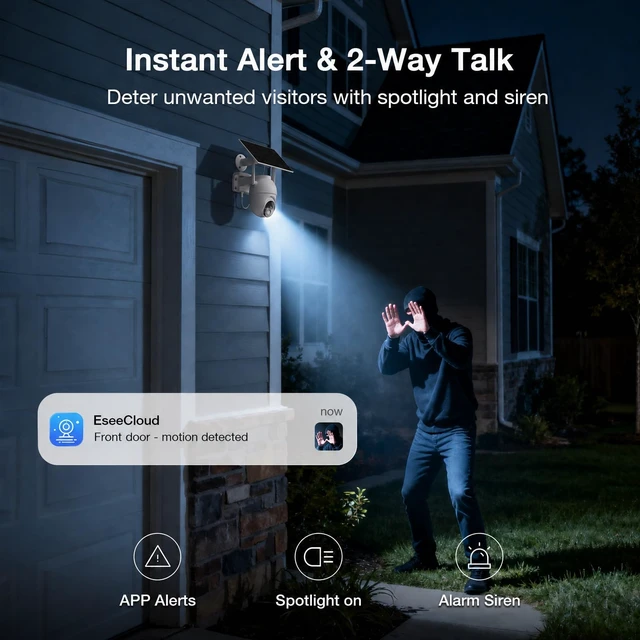 Alt view image 5 of 5 - ELYSOO Solar Security Cameras Wireless Outdoor, 64GB Local Storage Included, 2K/4MP Home Security Camera System, 4-Cam Kit, 2.4G & 5GHz WiFi, PIR Motion Detection, 360 View