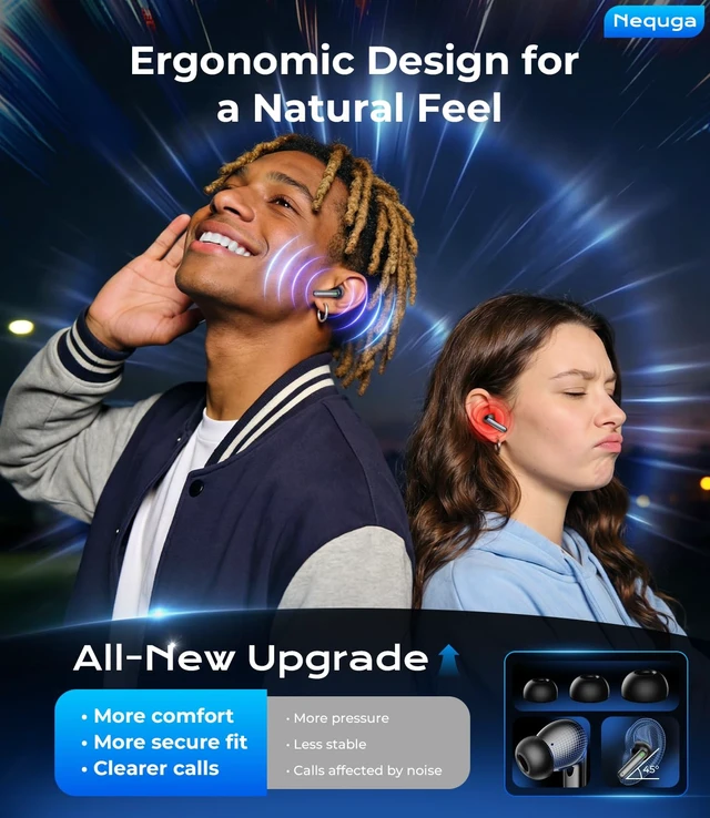 Alt view image 4 of 5 - Wireless Earbuds, 50H Playtime Bluetooth Headphones, LED Display Case