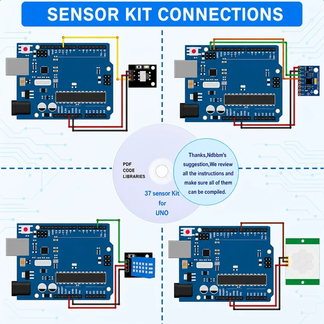 Alt view image 4 of 5 - KEAcvise 37-in-1 Sensor Kit for Arduino, Upgraded Electronics Kit