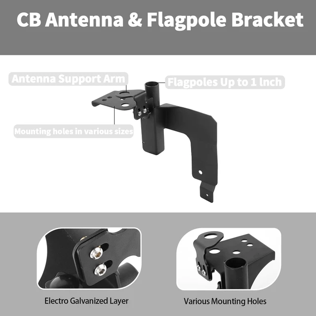 Alt view image 2 of 5 - Linskip CB & Flagpole Bracket for 2019-2026+ Chevy Silverado & GMC Sierra