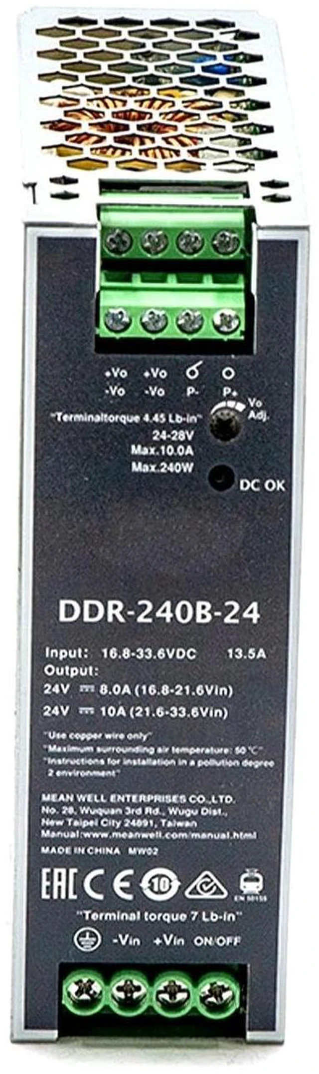 Main image of DDR-240B-24 24V 10A DC-DC Converter, Ultra Slim, 16.8-33.6VDC Input, Railway Applications