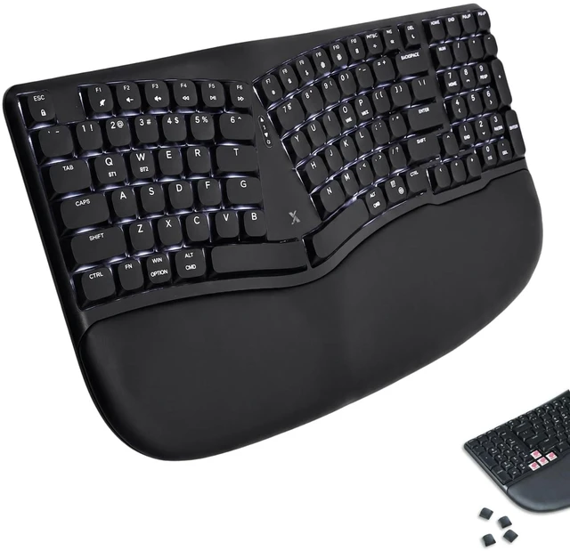 Main image of X9 Performance Wireless Mechanical Ergonomic Keyboard - (BT + 2.4G + Wired) - Wireless Mechanical Split Ergonomic Keyboard - Built-in Wrist Cushion, Pink Switch, Backlit, Rechargeable -