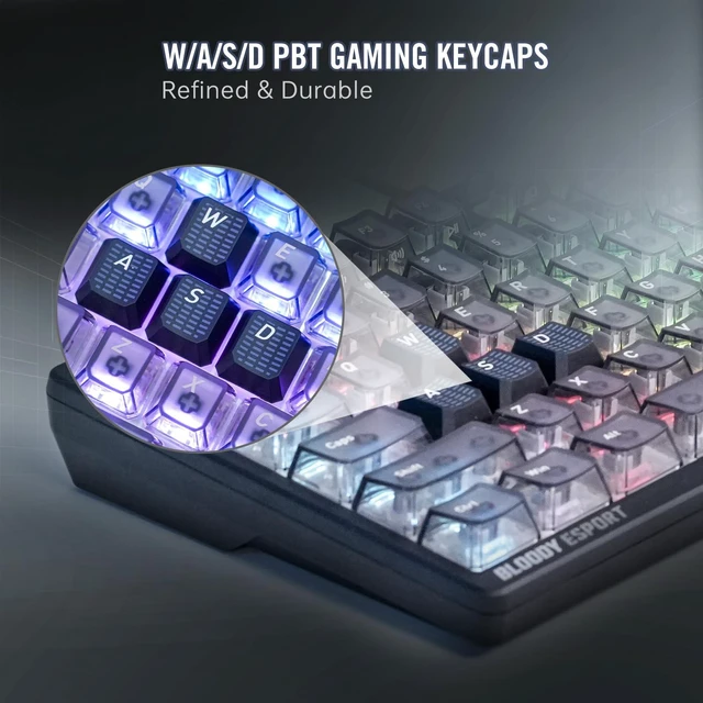 Alt view image 5 of 5 - Bloody MS76 Hall Effect Magnetic Gaming Keyboard Exact Reset System Analog Control 82 Key RGB Wired (Stellar Black)