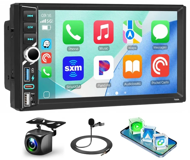 Main image of 7-Inch Double DIN Car Stereo, Wireless CarPlay & Android Auto