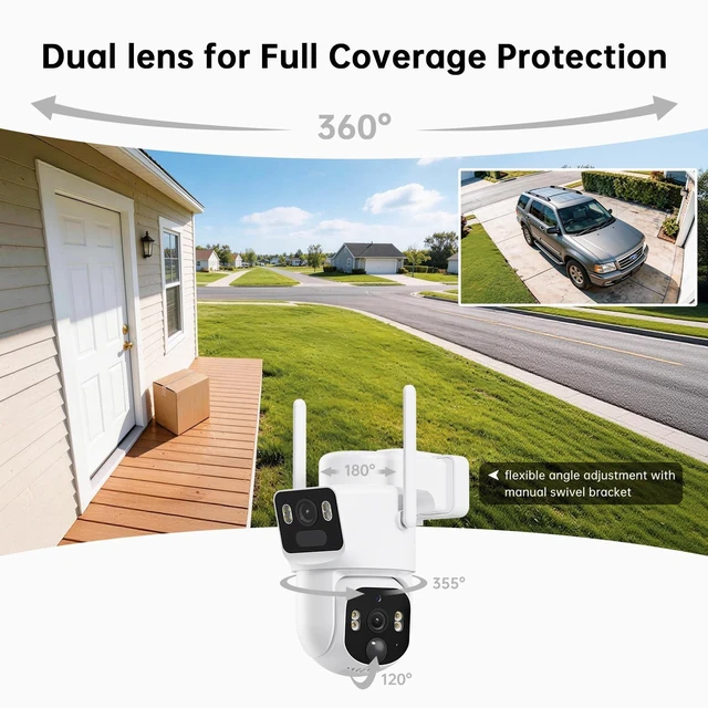 Alt view image 4 of 5 - SEHMUA Dual-Lens Solar Security Cameras Wireless Outdoor, 2 Pack, 2K+2K Dual Views, Color Night Vision, PIR Motion Alerts, 2.4GHz WiFi, IP65