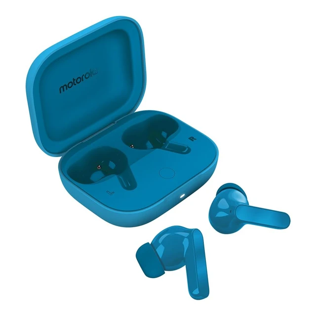 Alt view image 3 of 5 - Motorola Moto Buds Bass XT2443-1 Dynamic ANC, Triple Microphone Array, Bluetooth 5.3, IP54 Water & Dust Resistant, Dolby Atmos Audio - (Blue Jewel)