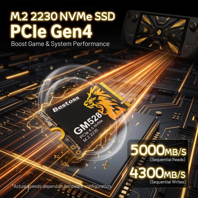 Alt view image 2 of 5 - Bestoss 1TB M.2 2230 SSD NVMe PCIe4.0 Internal Hard Drive, Up to 5000 MB/s