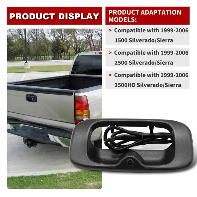 Alt view image 4 of 5 - Nakkaa Tailgate Handle Backup Camera Fit Silverado/Sierra 1999-2006
