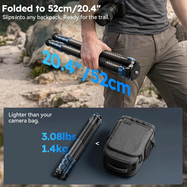 Alt view image 4 of 5 - SIRUI 57"/145cm Carbon Fiber Camera Tripod, Max Laod 20KG, AM-324