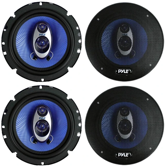 Main image of 4 New Pyle PL63BL 6.5" 720 Watt 3-Way Car Audio Coaxial Speakers Blue Stereo