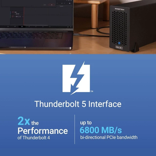 Alt view image 3 of 5 - Sonnet Echo SE I T5 PCIe Card Expansion Chassis Thunderbolt 5 / USB4 Desktop Enclosure for One Full-Height PCIe Card. Mac/Windows/Linux
