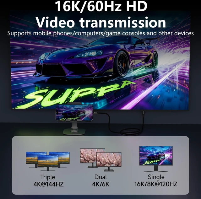 Alt view image 3 of 5 - 3m Coaxial USB-C to USB-C Cable 80Gbps 240W PD 3.1, Ultra-Flexible USB4 v2.0 Data Charging Cable with 16K@60Hz Video Output, Compatible with Thunderbolt 4/3, for Laptops, Monitors, SSDs, 10FT