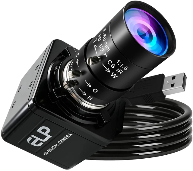 Main image of ELP Global Shutter USB Camera, Manual Zoom Telephoto UVC USB2.0 High Speed 1080P 90fps Lightburn Cameras for Laser, Variable Focus AR0234 Close-up Webcam for Computer