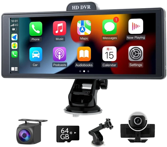 Main image of 10'' Wireless CarPlay Screen with 2K Dash Cam, HD Touchscreen