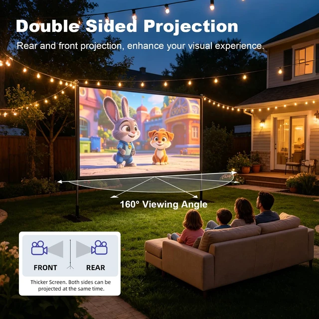 Alt view image 5 of 5 - Wootfairy 120inch Portable Projector Screen Stand Heavy Iron Plate Base