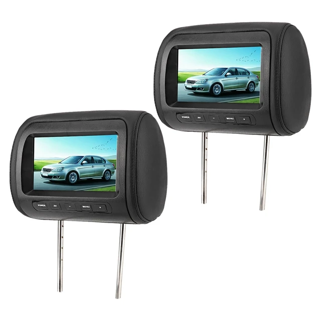 Alt view image 2 of 5 - Cryfokt 7 in Headrest Car LCD Display, Multifunction Dual Channel Car TV Headrest Monitor Tablet with Control, Infrared Car Video Player, Video Input, Universal Fit, Black