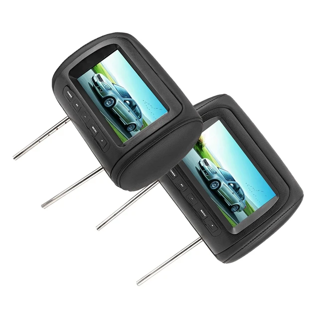 Alt view image 3 of 5 - Cryfokt 7 in Headrest Car LCD Display, Multifunction Dual Channel Car TV Headrest Monitor Tablet with Control, Infrared Car Video Player, Video Input, Universal Fit, Black