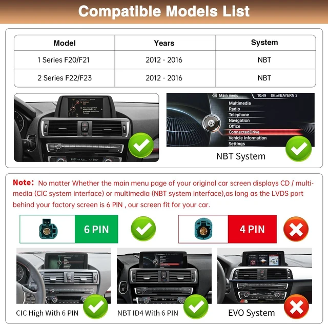 Alt view image 2 of 5 - 12.3" Ultra-Thin Car Screen Carplay for BMW 1&2 Series F20/F21/F22/F23 2012-2016 with NBT System Car Radio Bluetooth/Siri/Support Rear Camera