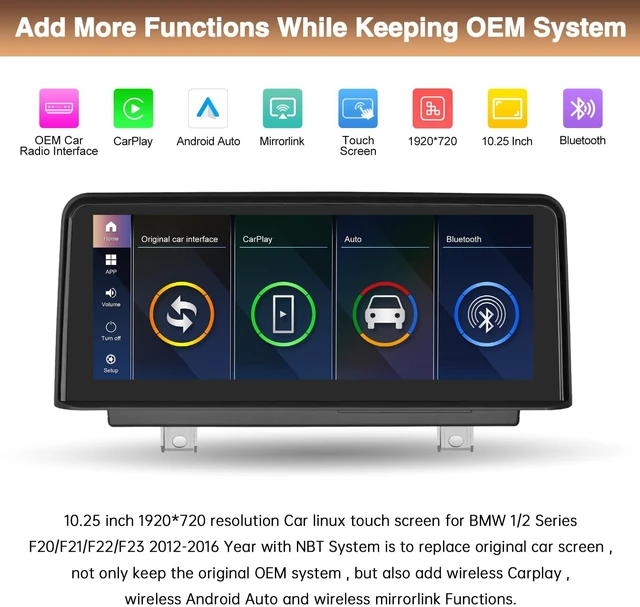 Alt view image 3 of 5 - 12.3" Ultra-Thin Car Screen Carplay for BMW 1&2 Series F20/F21/F22/F23 2012-2016 with NBT System Car Radio Bluetooth/Siri/Support Rear Camera