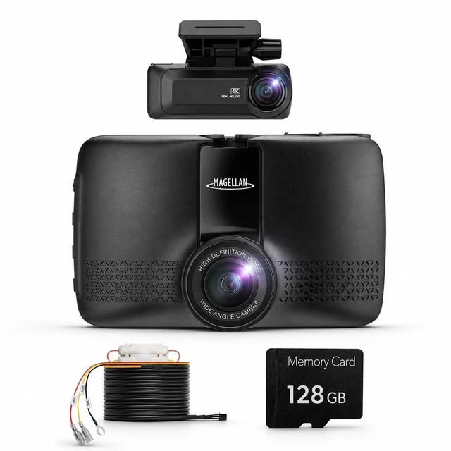 Main image of Magellan 4K+4K Dash Cam Front Rear, Dual STARVIS 2, 128GB Card, GPS, WiFi