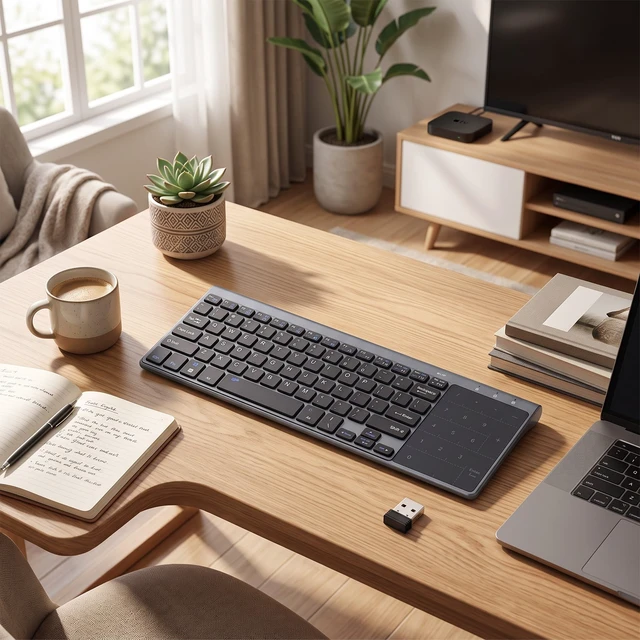Alt view image 2 of 5 - 2.4Ghz Mini Wireless Keyboard with Touchpad Numeric Keypad Portable Ultrathin Remote Keyboard Mouse Combo