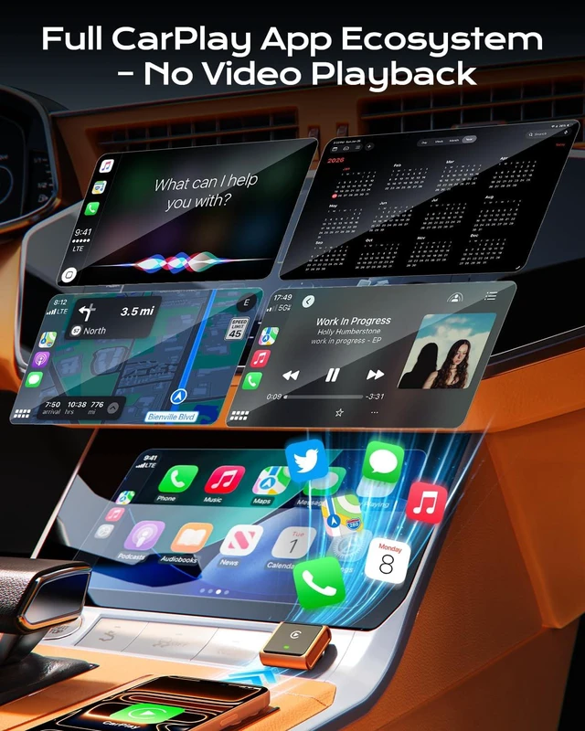 Alt view image 2 of 5 - Mini Wireless CarPlay Adapter for iPhone Apple, USB-A/C Plug & Play
