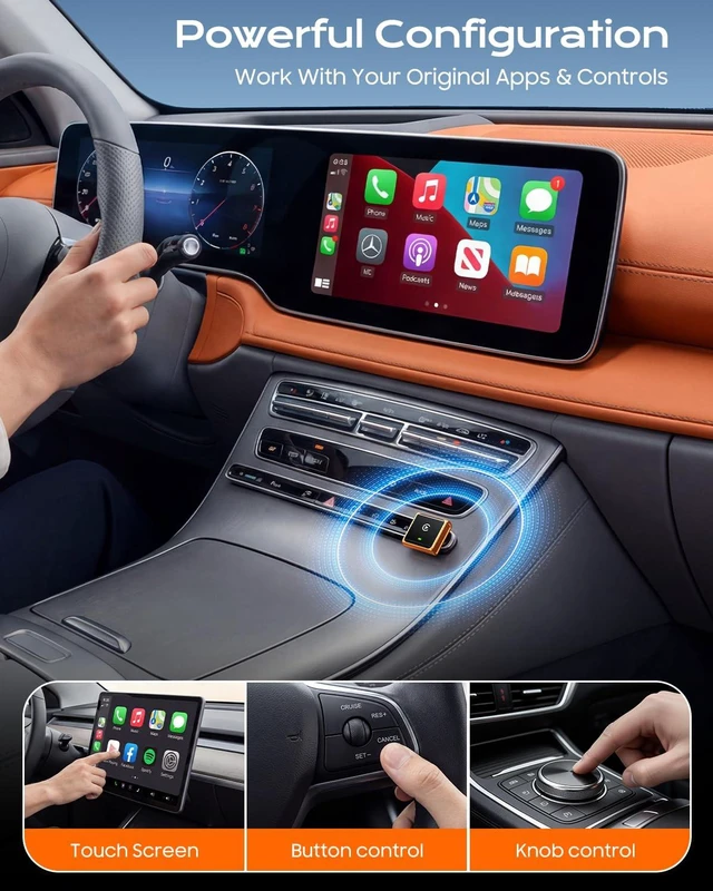 Alt view image 3 of 5 - Mini Wireless CarPlay Adapter for iPhone Apple, USB-A/C Plug & Play
