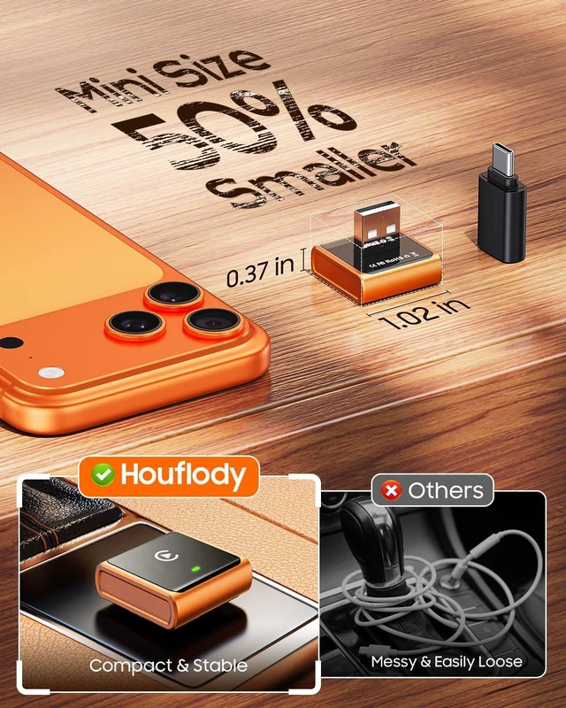 Alt view image 4 of 5 - Mini Wireless CarPlay Adapter for iPhone Apple, USB-A/C Plug & Play