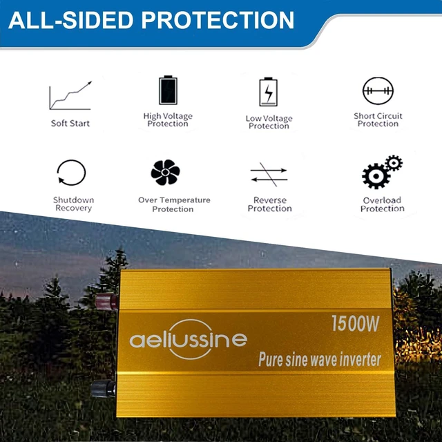 Alt view image 4 of 5 - 1500W Pure Sine Wave Inverter-12V DC to 110V 120V AC