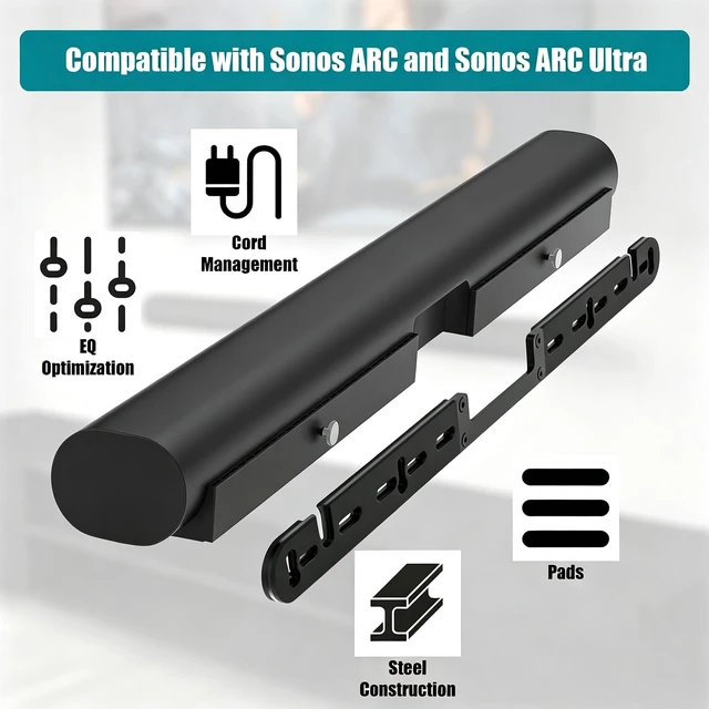 Alt view image 2 of 5 - Cinihi Wall Mount for Sonos Arc and Sonos Arc Ultra Soundbar