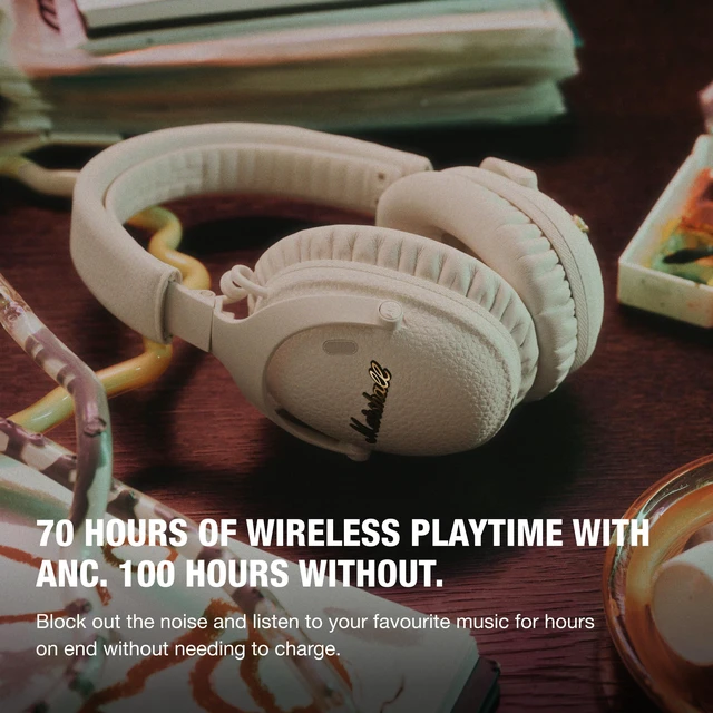 Alt view image 2 of 5 - Marshall Monitor III ANC Wireless Over-Ear Headphones - Cream