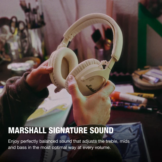 Alt view image 3 of 5 - Marshall Monitor III ANC Wireless Over-Ear Headphones - Cream