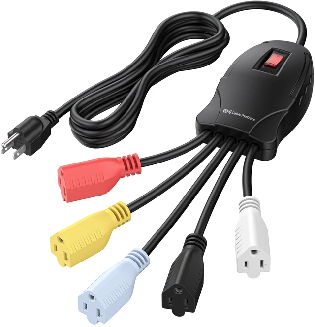 Main image of Cable Matters 5 Outlet Power Cord Splitter, Power Squid, 10ft Cord