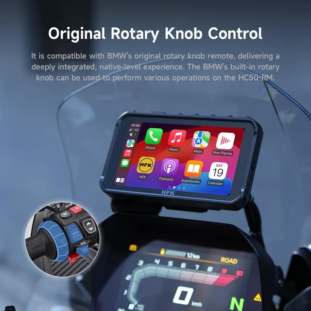 Alt view image 3 of 5 - HFK HC50-RM Motorcycle Wireless CarPlay Android Auto GPS Navigation System