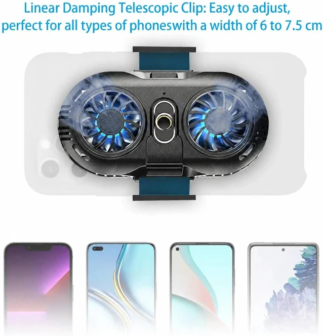 Alt view image 2 of 5 - NEVEIKA Plug-in Phone Cooler, Cellphone Radiator with Dual Semi-Conductor Cooling Chip, Mobile Phones with a Width of 6 to 7.5cm for Tiktok Live Streaming, Outdoor Vlog, Mobile Gaming.