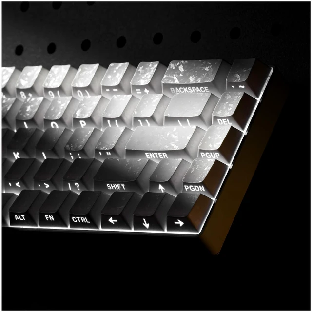 Main image of Hkfos XVX White Shine Through Keycaps, Forged Carbon-Look Cherry Profile Keycap Set, 140-Key Side Printed Keycaps Fit for ANSI Layout MX Switches Mechanical Keyboard