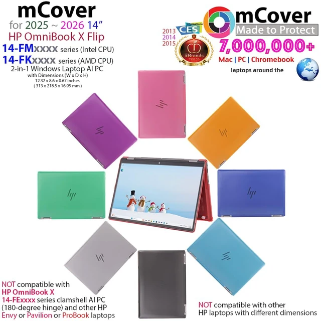Alt view image 3 of 5 - mCover Hard Case ONLY Compatible for 2025+ 14" HP OmniBook X Flip 14-FMxxxx 14-FKxxxx 2-in-1 (with 360 Hinge) Windows Laptop (NOT Fitting Any Other HP Models)- Pink