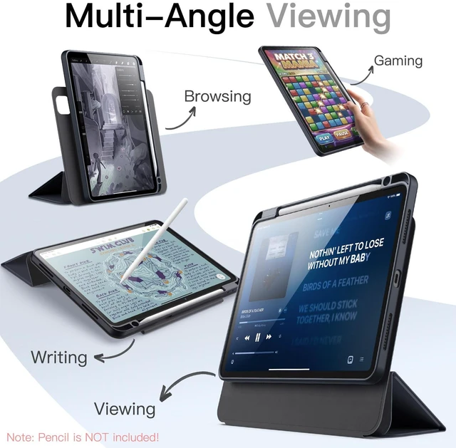Alt view image 3 of 5 - JETech Magnetic Detachable Case for iPad Pro 13" M5/M4, Grey
