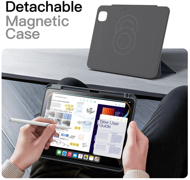 Alt view image 4 of 5 - JETech Magnetic Detachable Case for iPad Pro 13" M5/M4, Grey