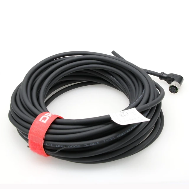 Alt view image 2 of 5 - DRRI Industrial Sensor Cable M12 4-Pin Female A-Code Aviation Connector Right Angel to Open end Electrical Shielded Overmolded Cable