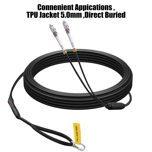 Alt view image 5 of 5 - FibergagaOutdoor LC to LC OM3 Fiber Patch Cable Multimode TPU, 150M(492ft)