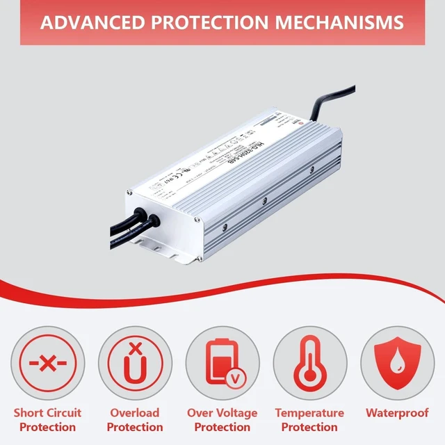 Alt view image 5 of 5 - 320W LED Driver, HLG-320H-54B, Constant Current, 54V Output, IP67 Rated, Waterproof LED Power Supply, Horticulture and Greenhouse Lighting, Grow Light Applications, Outdoor Suitable