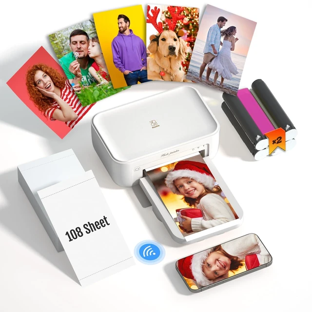 Main image of iDPRT 4x6 Photo Printer with 108 Sheets & 2 Ribbons, Picture Printer, White