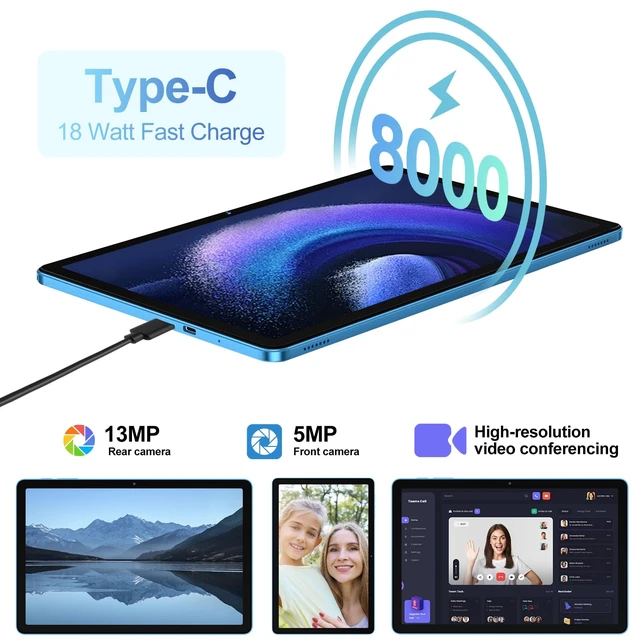 Alt view image 4 of 5 - DMOAO Tablet 2026 11 Inch Tablet Android Tablets with 128GB + 20GB Large Storage, Octa-Core 2.0Ghz, 8000mAh,18W Fast Charging, 5G WiFi, GPS, 5+13MP Camera, Widevine L1, Face Unlock-Blue